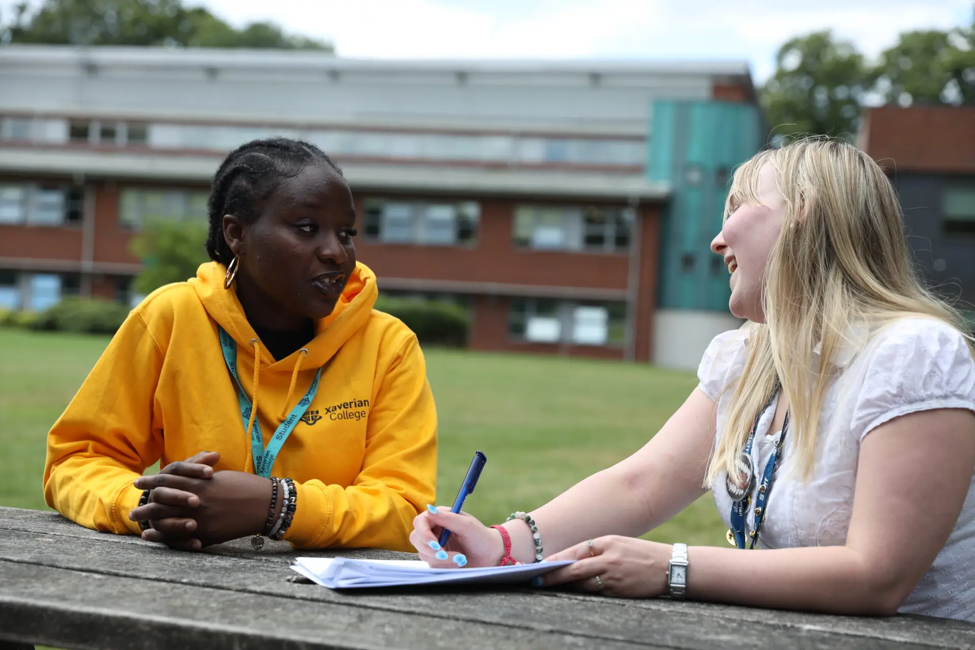 Counsellor and a Xaverian College student